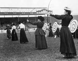 1908: competição feminina de tiro com arco nas Olimpíadas